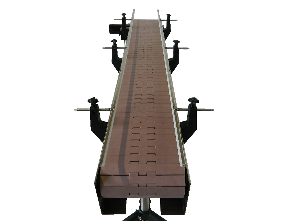 Inline Conveyor with Plastic Table Top Belt 12" W - With CrossBar & EndPlates