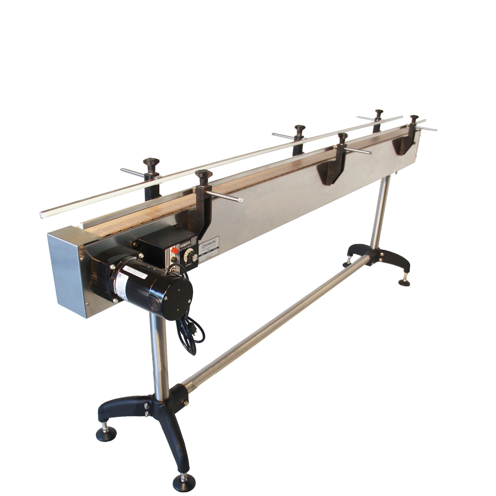 Inline Conveyor with Plastic Table Top Belt 4.5"W - With CrossBar & EndPlates