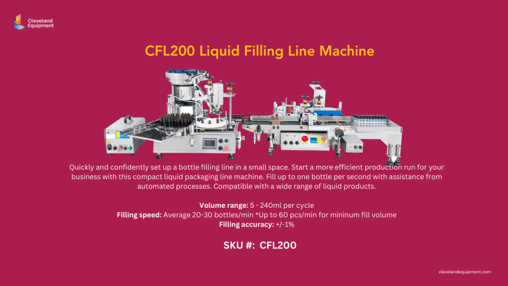 CFL200 compact liquid filling machine for U.S. bottle packaging lines