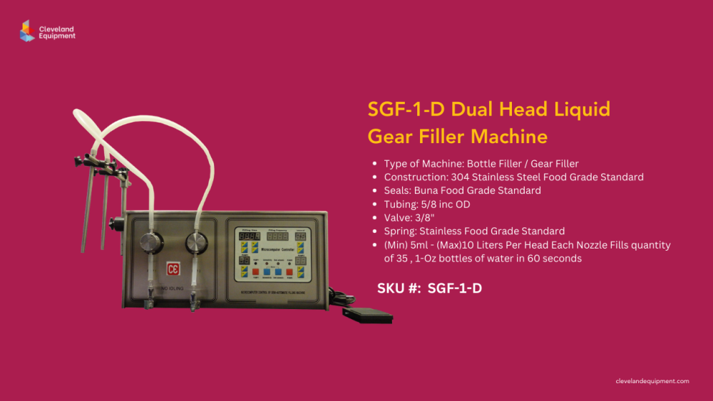 SGF-1-D stainless steel dual head liquid gear filler machine for accurate high-speed bottle filling in scalable manufacturing lines