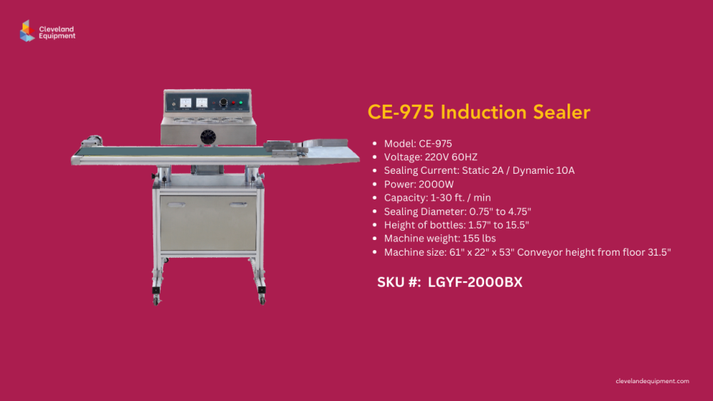 CE-975 induction sealer for U.S. bottle sealing and tamper-evident packaging