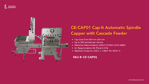 CE-CAP01 automatic spindle capper with cascade feeder for consistent bottle capping in high-volume production line